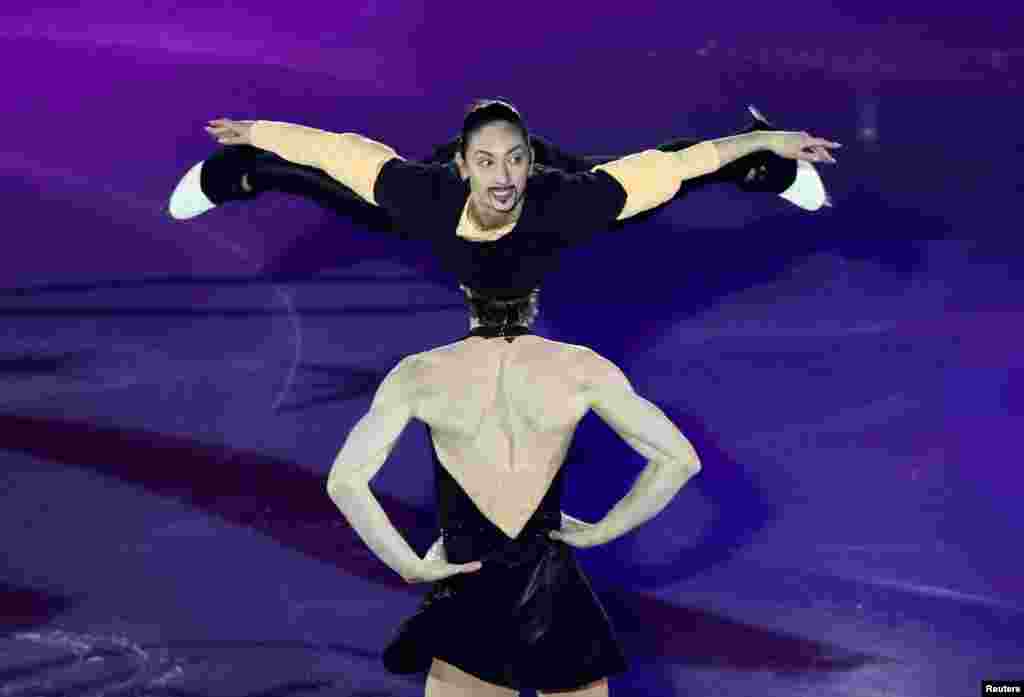Italy's Sara Conti and Niccolo Macii perform during the ISU figure skating Grand Prix final in Grenoble, France.