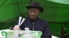 FILE - Nigeria's Goodluck Jonathan is seen as he cast his ballot in his ward at Otuoke, Bayelsa state, March 28, 2015. 