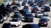 Heavy traffic is seen at O'Hare International Airport in Chicago, April 15, 2024. Pro-Palestinian demonstrators blocked a freeway leading to three airport terminals Monday morning, temporarily stopping vehicle traffic into one of the nation's busiest airports 