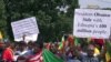 Demonstrators outside the White House protest President Obama's planned trip to Ethiopia, July 3, 2015.