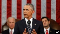 President Barack Obama delivers his State of the Union address before a joint session of Congress on Capitol Hill in Washington, Jan. 12, 2016.