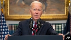 FILE - President Joe Biden speaks on student loan debt forgiveness, in the Roosevelt Room of the White House, Oct. 4, 2023, in Washington.