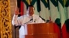 Myanmar immigration minister Khin Yee speaks during a press conference on the 2014 Census, in Rangoon, Burma, Feb. 10, 2014.