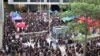 Thousands of parents and children gathered outside government headquarters across Hong Kong, protesting the launch of a “national education” program in city schools, September 3, 2012. (Ivan Broadhead/VOA)