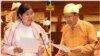 ရန်ကုန် တိုင်းဒေသကြီးလွှတ်တော်ကိုယ်စားလှယ် ဒေါ်စန္ဒာမင်း (oဲ)၊ ရန်ကုန်တိုင်း အစိုးရ ဘဏ္ဍာရေးဝန်ကြီး ဦးမြင့်သောင်း (ယာ) ရန်ကုန်တိုင်းဒေသကြီးလွှတ်တော် သတ္တမပုံမှန်အစည်းအဝေး (ဓါတ်ပုံ- Yangon Hluttaw facebook)