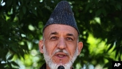 Afghan President Hamid Karzai speaking Kabul, May 2, 2011