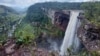 View of Kaieteur, the world's largest single drop waterfall, located in the Potaro-Siparuni region of Guyana, on April 12, 2023. The falls are part of Essequibo, an oil-rich disputed area that is administered by Guyana but that Venezuelans claimed as theirs in a referendum.