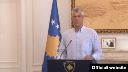 Predsednik Kosova Hašim Tači na konferenciji za novinare u Prištini, 8. avgust 2018.