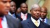 FILE - Uganda's President Yoweri Museveni (front R) arrives for the Heads of States and Governments International Conference on the Great Lakes Region in Nairobi, July 31, 2013. 