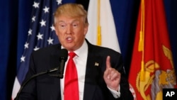 Republican presidential candidate Donald Trump gestures during a speech in Virginia Beach, Virginia, July 11, 2016.