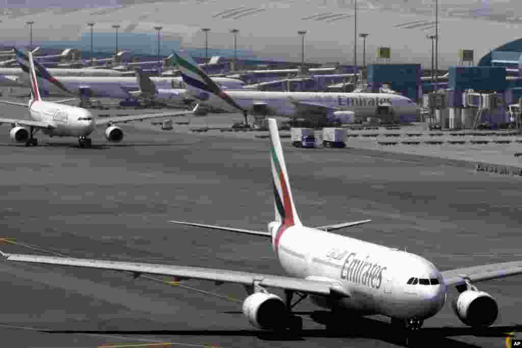 The Mideast's largest airline, Emirates, says that it is stopping flights to Guinea until further notice because of concerns about the spread of the Ebola virus, Dubai, United Arab Emirates, Aug. 3, 2014. 