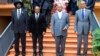 Presidents (from L) Salvar Kiir of South Sudan, Joseph Kabila of DRC, Yoweri Museveni of Uganda and Paul Kagame of Rwanda before the start of the extraordinary summit of the International Conference on the Great Lakes Region (ICGLR) head of states emergen