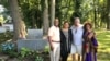 Reporter Chris Simkins, second from right, meets with members of the Tucker family at the first African cemetery in colonial America, in Hampton, Virginia. 