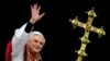 FILE PHOTO: Pope Benedict XVI, Cardinal Joseph Ratzinger of Germany, waves from a balcony of St. Peter's Basilic..