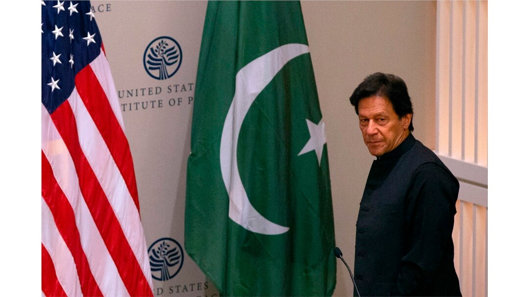 Pakistani Prime Minister Imran Khan arrives to speak at the United States Institute of Peace in Washington on July 23, 2019.