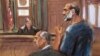 An artist sketch shows Suleiman Abu Ghaith, a militant who appeared in videos as a spokesman for al Qaeda after the September 11, 2001 attacks, appearing at the U.S. District Court in Manhattan, March 8, 2013.