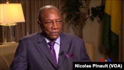 FILE - Alpha Conde, president of Guinea
