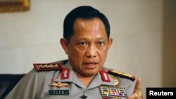 Kapolri Jendral Tito Karnavian dalam wawancara dengan Reuters di Mabes Polri (17/10/2016). (foto: REUTERS/Darren Whiteside)