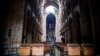A view of the damaged roof and debris inside Notre-Dame de Paris in the aftermath of a fire that devastated the cathedral during the visit of French Interior Minister Christophe Castaner (not pictured) in Paris, France, April 16, 2019.