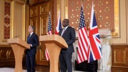 美國國務卿布林肯和英國外相林德偉在倫敦舉行聯合記者會。(2024年9月10日)