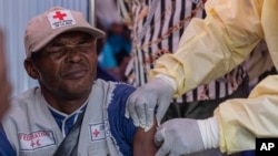 A man receives a vaccination against mpox, at the General hospital, in Goma, Democratic Republic of Congo, Oct. 5, 2024.