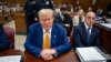Former U.S. President Donald Trump attends his trial for allegedly covering up hush money payments linked to extramarital affairs, at Manhattan Criminal Court in New York on May 2, 2024.