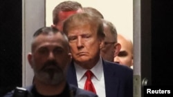 Former U.S. President Donald Trump arrives at Manhattan Criminal Courthouse, after his indictment by a Manhattan grand jury following a probe into hush money paid to Stormy Daniels, in New York City, April 4, 2023.