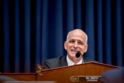 FILE - House Armed Services Committee Chairman Adam Smith, D-Wash., speaks on Capitol Hill in Washington, April 2, 2019.