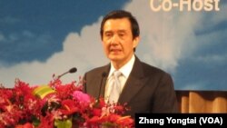 台灣總統馬英九在論壇上致詞(美國之音張永泰拍攝) 