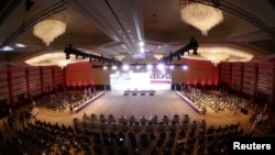 FILE - A general view shows talks between the Afghan government and Taliban insurgents in Doha, Qatar, Sept. 12, 2020.