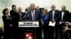Mohammed Anwar Sadat, nephew of Egypt's late leader Anwar Sadat, speaks during a press conference held by several political parties decrying proposed constitutional amendments, in Cairo, Egypt, Wednesday, March 27, 2019. 