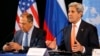 U.S. Secretary of State John Kerry, right, and Russian Foreign Minister Sergey Lavrov attend a news conference after the International Syria Support Group (ISSG) meeting in Munich, Germany, Feb. 12, 2016.
